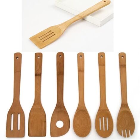 Ustensile de cuisine - Bambou - Set de 6 pièces - Cuillères et spatules - Écologique - Durable