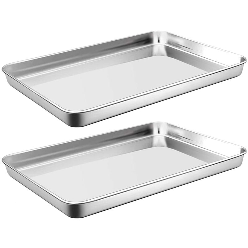 Feiyue - Ustensile de cuisson 2 pièces plaque de cuisson en acier inoxydable pour la maison plateau à fond plat de cuisine