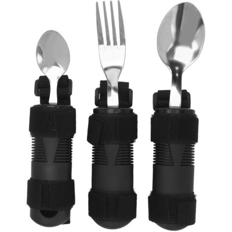 Ustensiles Adaptés pour Personnes Âgées - Set Fourchette et Cuillère Antidérapant pour Aide à la Prise en Main