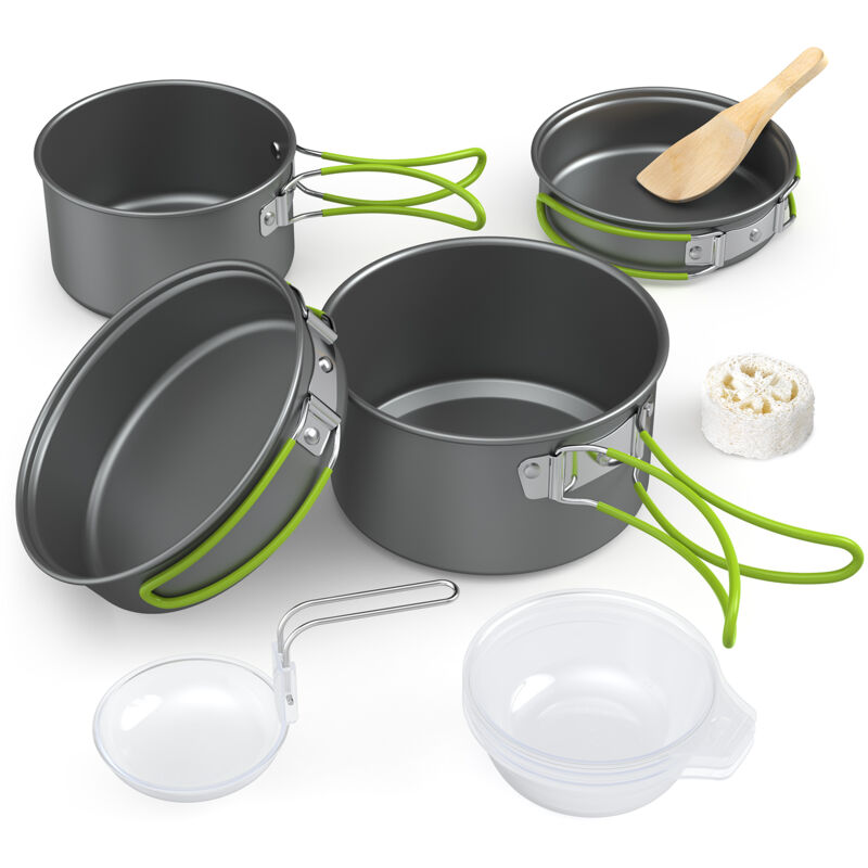 Ustensiles de Cuisine Portables pour Camping - Ensemble de Cuisson Multifonction pour 2-3 Personnes, Idéal pour Réchaud de Camping et Activités de