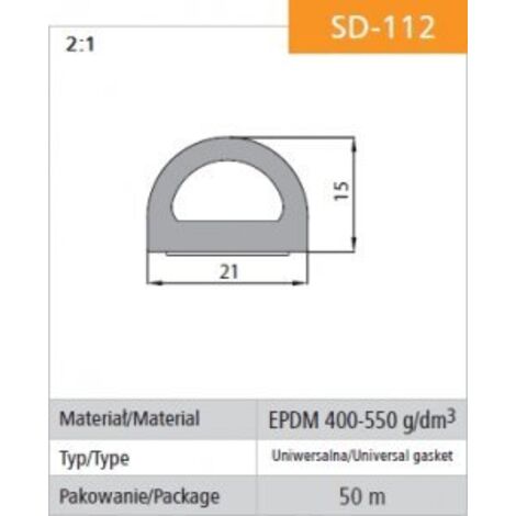 USZCZELKA SAMOPRZYLEPNA CZARNA SD-112-0 2115MM MB - 50.0 MB - USZ SD-112