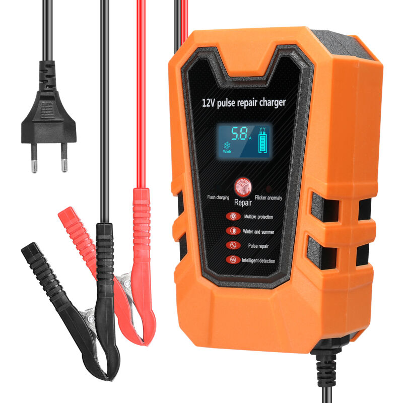 Erhope - lifcausal Chargeur Intelligent 12V6A avec Écran lcd Reconditionnement par Impulsions et Maintien de Charge pour Voiture, Camion, suv, Moto