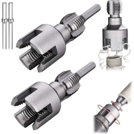 Utensile integrato per filettatura interna ed esterna di tubi da 1/2" e 3/4", adatto per filettatura con trapano elettrico, riparazione di tubi e Dfayu (1/2"+3/4")