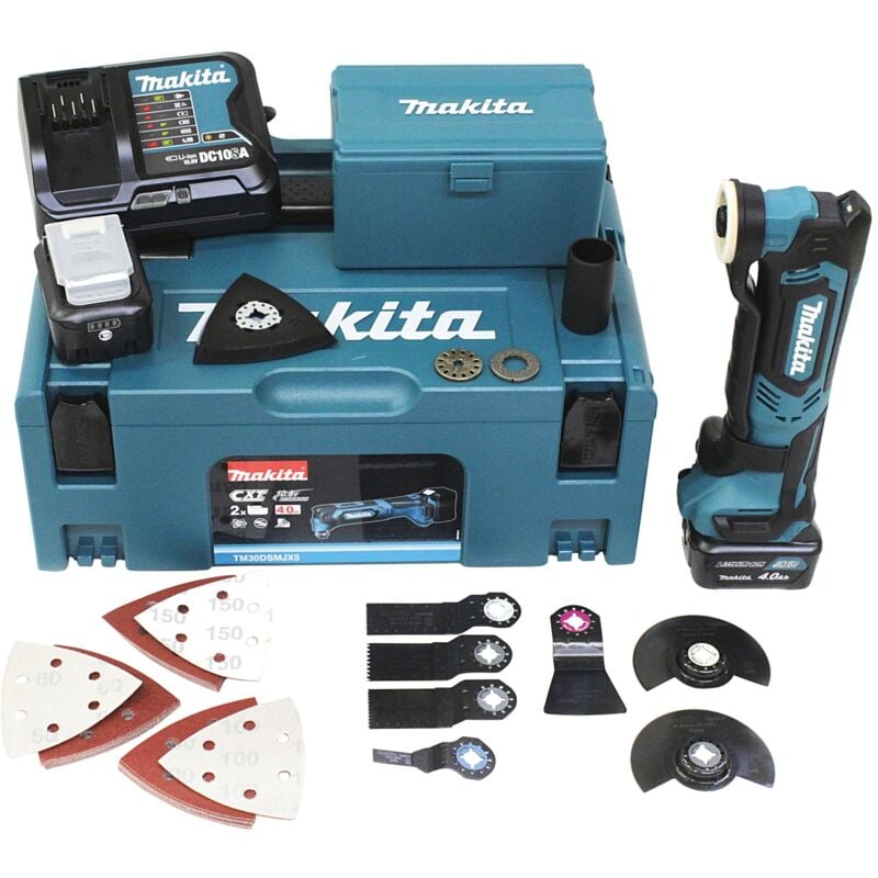 Utensile multifunzione a batteria Makita TM30DSMJX5, 2x 4,0 Ah + caricabatterie + set di accessori in MAKPAC