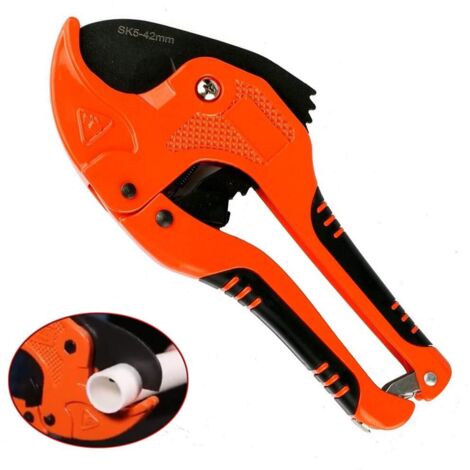 Utensile per il taglio di tubi in plastica PPR/PE/PVC per impieghi gravosi - Tagliatubi in plastica da 42 mm, tagliatubi in PVC a cricchetto