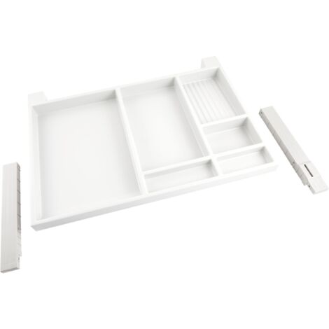 Utensilien-Auszug Ninka, Breite 566 mm, Höhe 36 mm, Polystyrol weißgrau