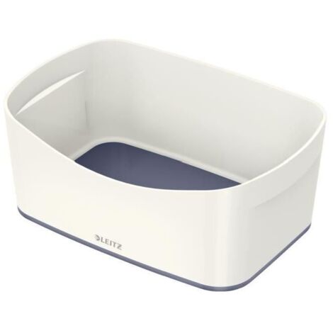 Utensilienschale MyBox® Maße: 24,6 x 9,8 x 16 cm (B x H x T) Material: ABS Kunststoff Farbe: weiß/grau metallic