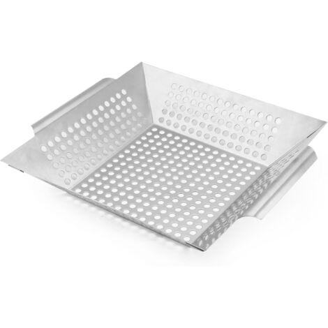 Utensilios para barbacoa, plancha cuadrada de acero inoxidable, parrilla para barbacoa de exterior, 35  30,5  6,5 cm