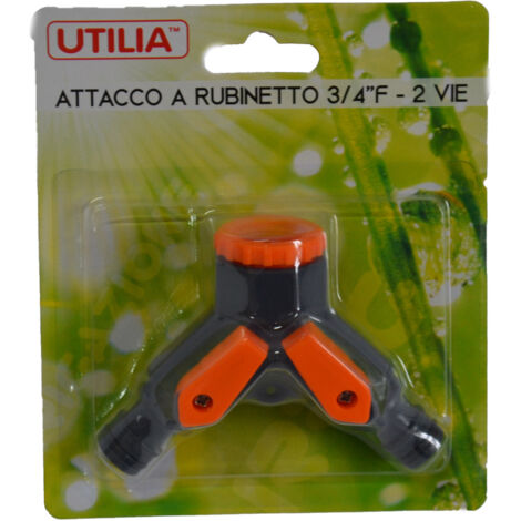 Utilia ATTACCO A RUBINETTO A 2 VIE  mis. 3/4F Utilia 24 PZ