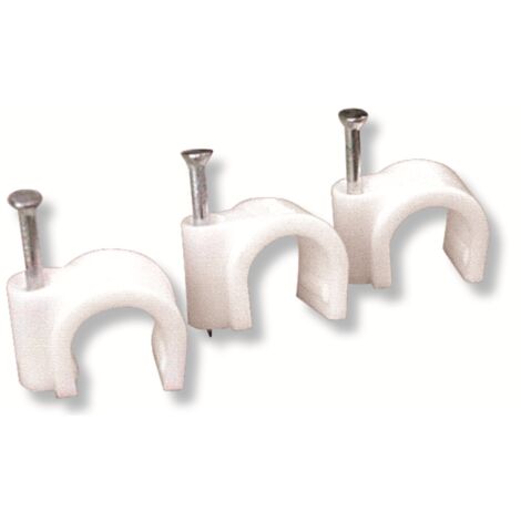 Utilia graffetta fissacavi con chiodo col. bianco mm. 3-4  100 pz. - Utilia