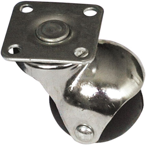 Utilia ruota girevole per mobili cuffia cromata  mm. 50-piastra mm. 38x38 (4 pezzi) - Utilia