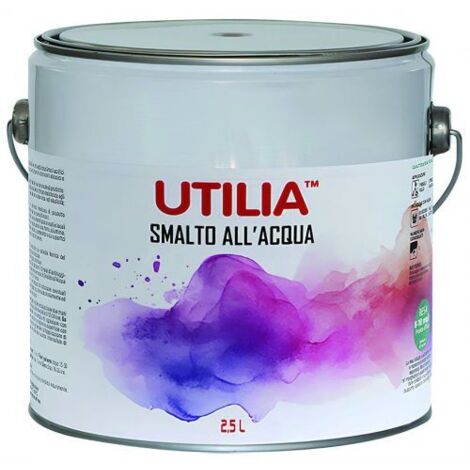 Utilia SMALTO ALL'ACQUA lt. 2,5 Nero lucido - 4 Pezzi