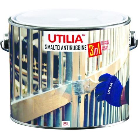 Utilia SMALTO ANTIRUGGINE lt. 2,5 Nero lucido - 2 pezzi