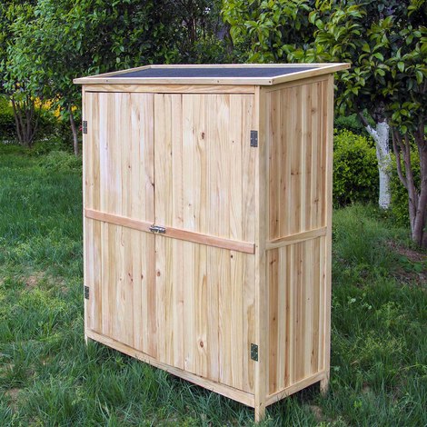 Utility Shed Wood Natural Colour 2 Doors 138x55x155cm Tool Cabinet