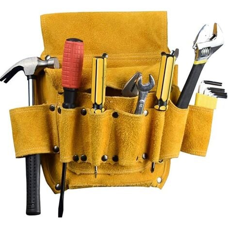 Utility Tool Pouch Thickened Leather Electrician Bag Multifunctional Home Improvement Tool Bag Electric Carpentry Equipment Belt Bag (san