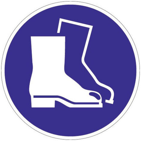 Utilizzare segno protezione piedi D.200mm plastica blu / bianco ASR A1.3 DIN EN ISO 7010