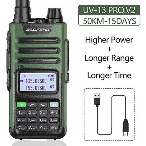 Uv-13 Pro Talkie-walkie émetteur-récepteur Longue Portée Double Bande Avec Mise à Niveau Du Chargeur Type-c Uv-10r Jambon Radio Bidirectionnelle V2 Vert