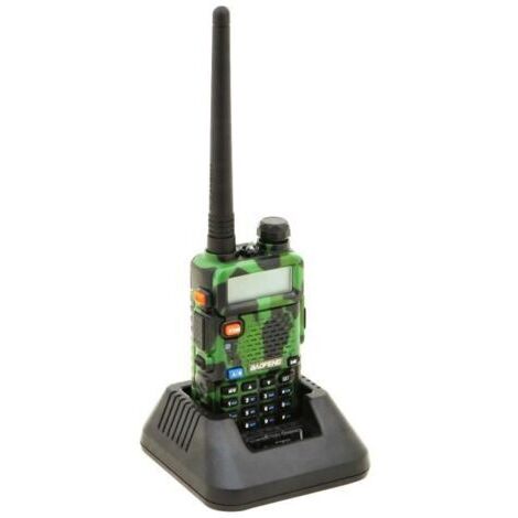 UV-5R FM VHF/UHF Funkgerät mit Dualband, Display, Standby und eingebauter Uhr (Headset inklusive, Tarnmuster)