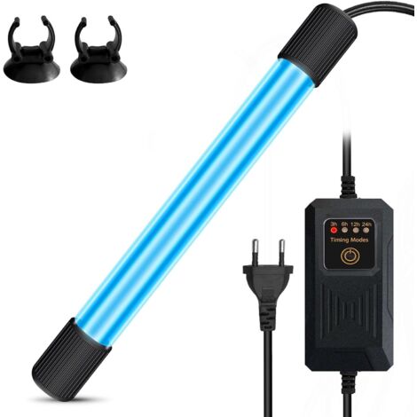UV Aquarium Stérilisateur Lampe avec Minuterie, 13 W UV Submersible Lumière avec Ventouse, Lampe UV Anti-Bactéries, Lampe Stérilisatrice UV pour Nettoyer L'aquarium, Bocal à Poissons, L'étang