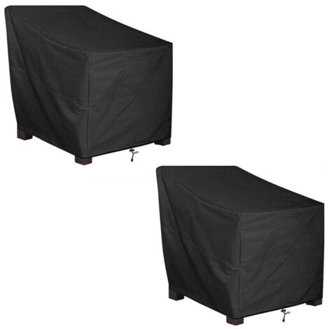 UV-beständige Gartenstuhlhülle, Outdoor-Stuhlhülle aus 210D Oxford-Gewebe, 114 x 85 x 65 cm, schwarz (2 Stück)