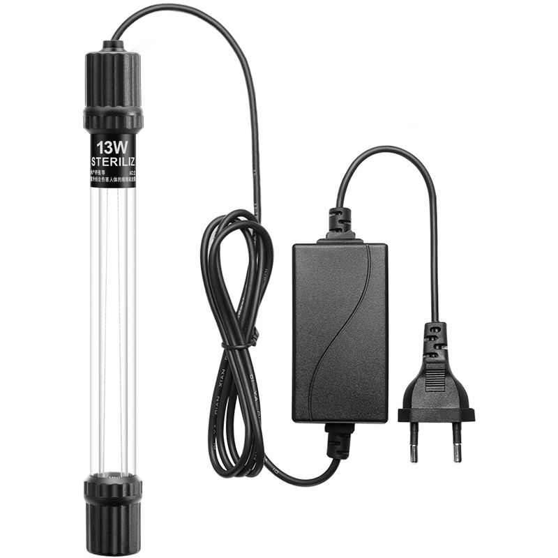 Uv Lumiere Aquarium Propre Lumieres Submersible Lampe Impermeable A L'Eau Propre Eau Algues Vertes Clair Pour Aquarium Filtre, Noir, 13W