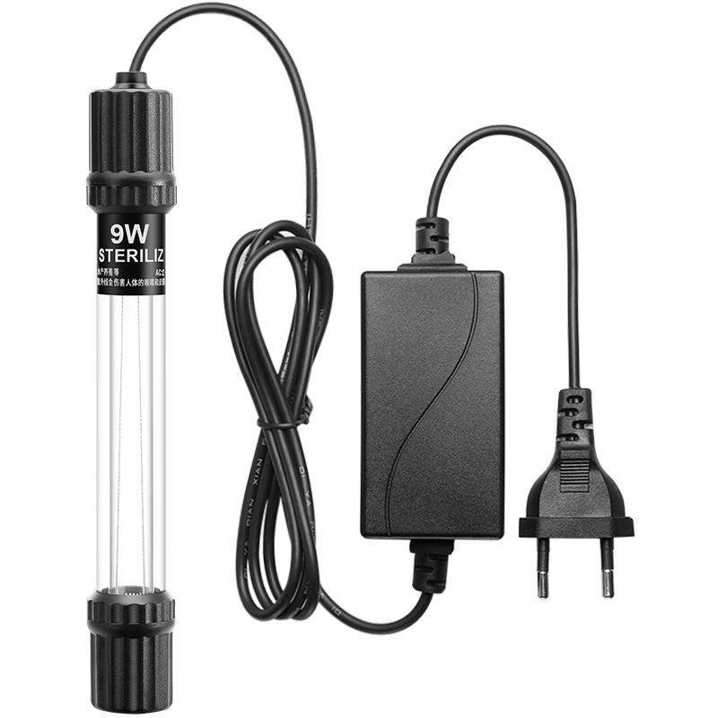 Uv Lumiere Aquarium Propre Lumieres Submersible Lampe Impermeable A L'Eau Propre Eau Algues Vertes Clair Pour Aquarium Filtre, Noir, 9W