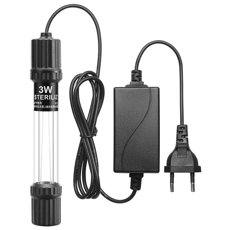 Uv Lumiere Aquarium Propre Lumieres Submersible Lampe Impermeable A L'Eau Propre Eau Algues Vertes Clair Pour Aquarium Filtre, Noir, 3W