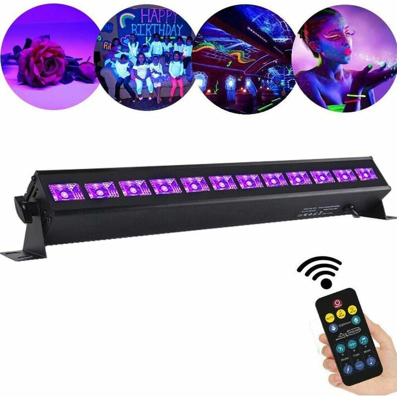 Uv Lumière Bar, 36W Projecteur uv Lumière Violette 12 LEDs, Lampe à Lumière Noire Lampe Wall Washer éclairage de Scène Parfait pour Club Party Disco
