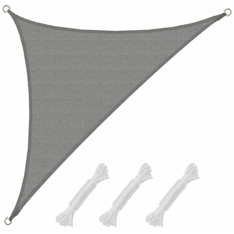 Amanka - uv shade sail 3x3x4,2 m hdpe triangle sun protection roof garden balcony grey - grau