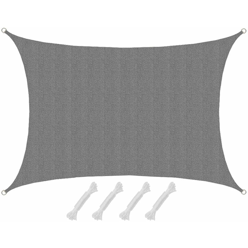 Uv Shade Sail 3x4m hdpe Rectangular Sun Protection Tarpaulin Garden Balcony Grey