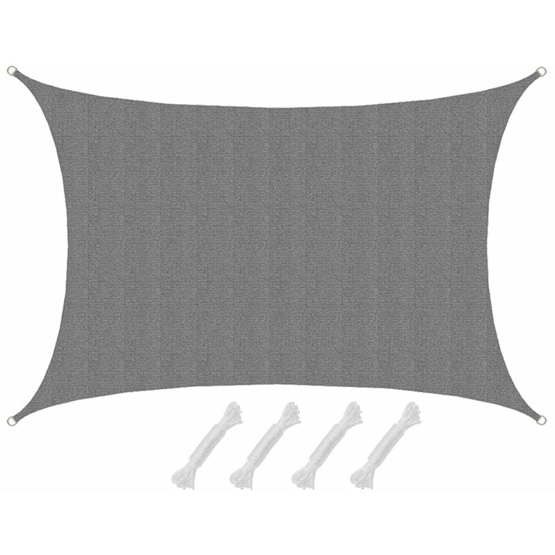 Uv Shade Sail 6x m hdpe Rectangular Sun Protection Tarpaulin Garden Balcony Grey - grau