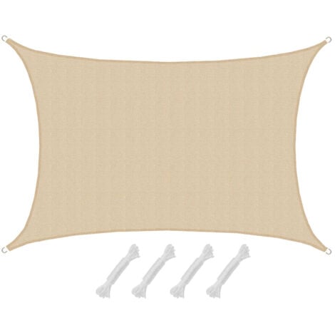AMANKA 4x6 HDPE Rechteckig Sonnenschutz Überdachung Garten Balkon Beige