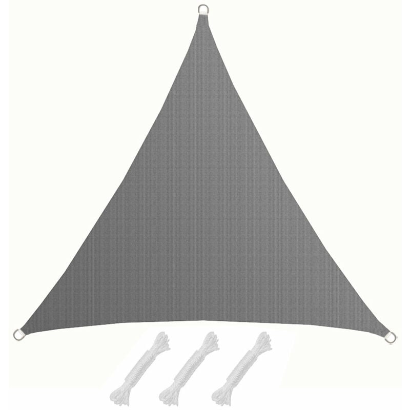 Uv sun 2x2x2 m hdpe triangle sun protection tarpaulin balcony garden grey - grau