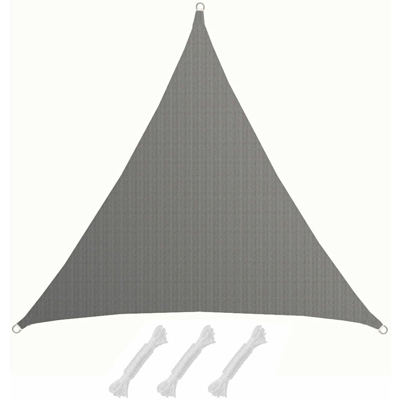 Amanka - uv sun sail 5x5x5 m hdpe triangle sun protection tarpaulin balcony garden grey - grau