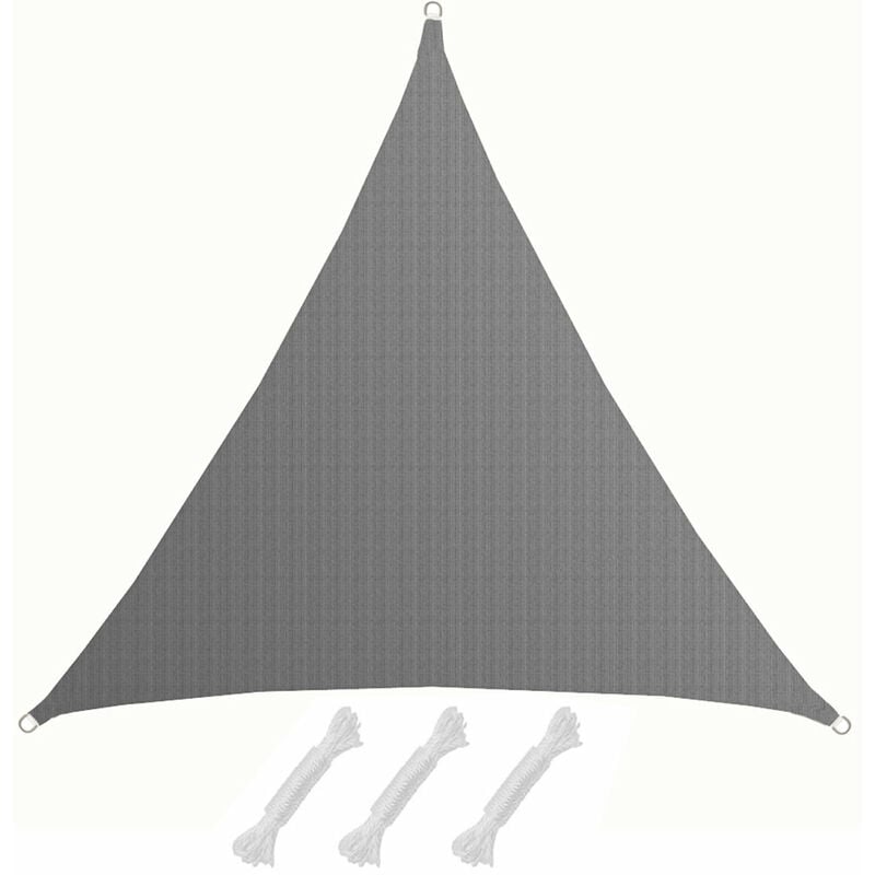 Uv sun sail 6x6x6 m hdpe triangle sun protection tarpaulin balcony garden grey