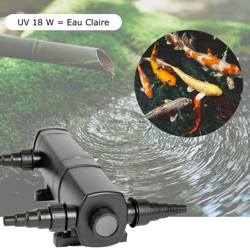 U.v ( Ultra Violet ) Stérilisateur - Clarificateur 18W, Pour Bassins De Jardin D'Environ 6m³