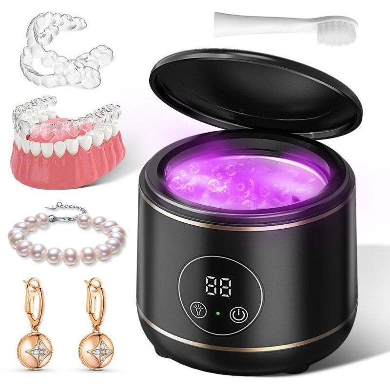 UV Ultrasonic Cleaner for Dentures, Ultrasonic Cleaning Machine for Dentures, Mouthguards, Aligners, Brush Heads, Ultrasonic Cleaning Device for All