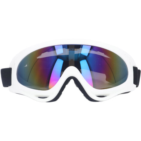 UV- und winddichte Hundebrille, farbige Gläser, große Größe, Modell 3004, weißer Rahmen