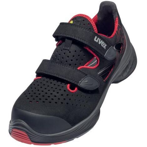 UVEX 1 G2 Sicherheits-Sandale gelocht Gr. 43 W10 S1PL ESD SR schwarz/rot 6836.1
