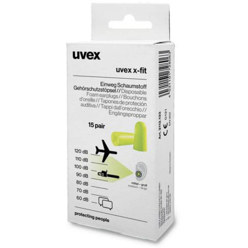 Image of uvex 2112133 x-fit Tappi per le orecchie 37 dB usa e getta 15 Paio/a