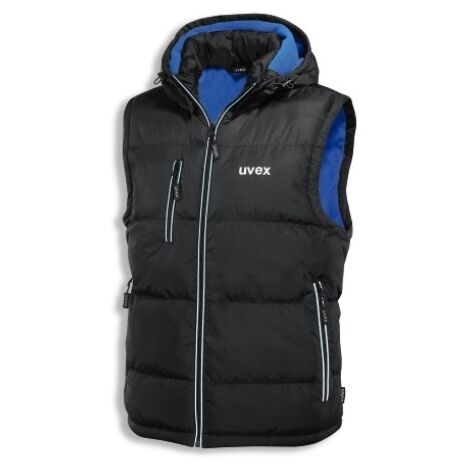 Uvex 9892 Herren-Arbeitsweste -  Schwarze Männer-Thermo-Steppweste - Reflektierende Paspeln und Fleece gefüttert: 4XL