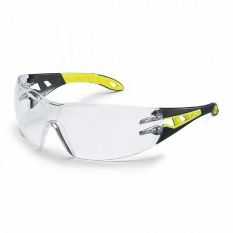 Uvex Bügelbrille pheos s, farblos, schwarz/lime (9192710)