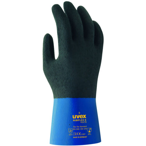 UVEX Chem.-Handschuh rubiflex S XG27B Nitril, blau/schwarz, Gr. 9, 6056.0