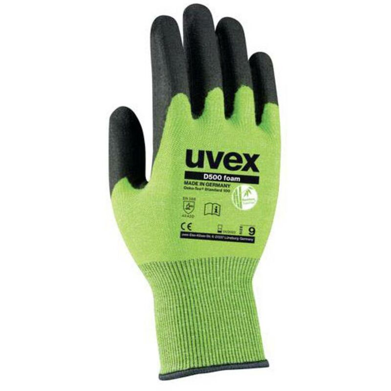 D500 foam 6060407 Gants de protection contre les coupures Taille: 7 1 paire(s) - citron vert, anthracite - Uvex