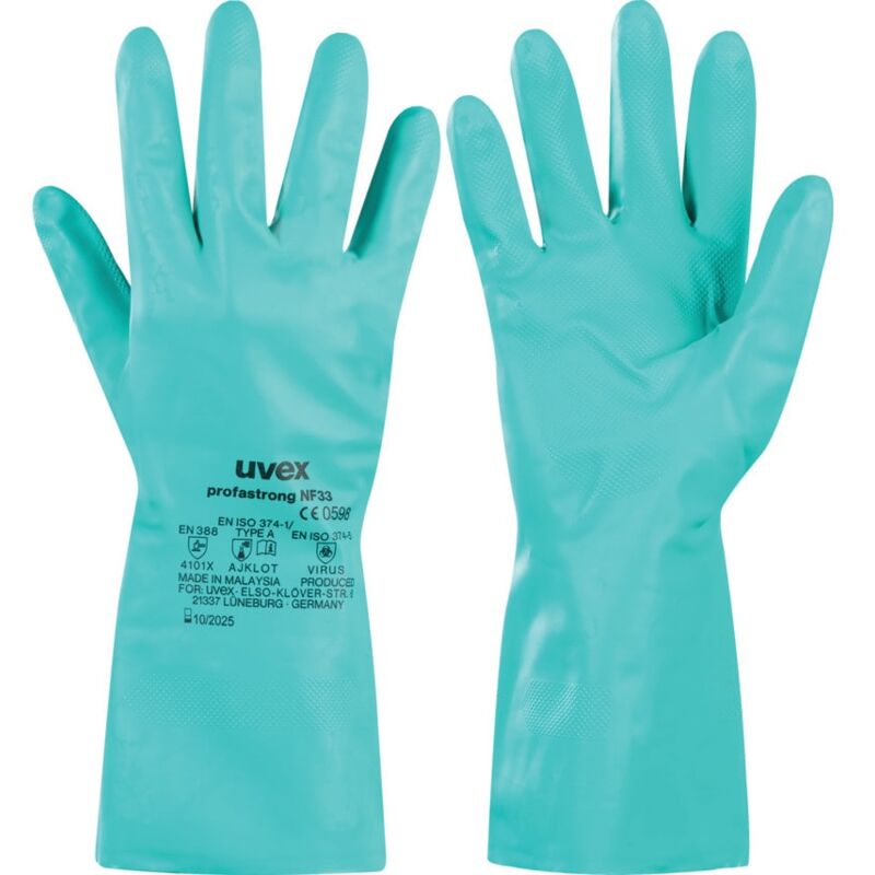 Uvex - NF33 Profastrong Green Nitrile Gloves - Size 7