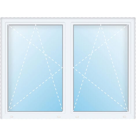 Uw 0,86 FINESTRA PVC, 2 anta a ribalta con montante central, largeur 140 cm, hauteur 120 cm, bianco/bianco, dimensioni varie