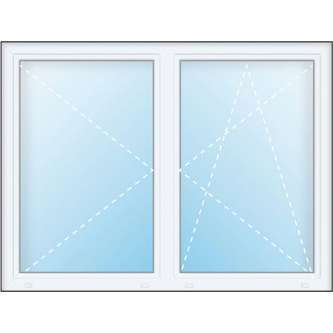 Uw 0,86 FINESTRA PVC, 2 ante con battuta et a ribalta, largeur 100 cm, hauteur 100 cm, bianco/bianco, dimensioni varie