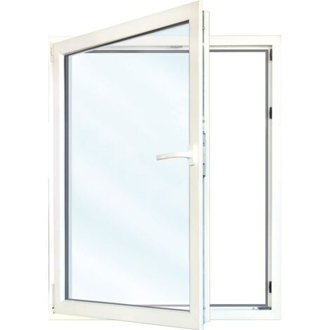 Uw 0,86 FINESTRA PVC, ad anta ribalta, larghezza 100 cm, altezza 100 cm, triplo vetro, bianco/bianco, sinistra, dimensioni varie