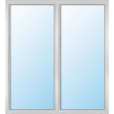 Uw 0,86 Porte de fenêtre  PVC  triple vitrage, blanc/blanc, 2 vantaux á battue, largeur 160 cm, hauteur 190 cm