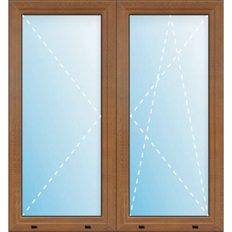 Uw 0,86 PORTE FINESTRA PVC, 2 ante con battuta et a ribalta, largeur 160 cm, hauteur 190 cm, bianco/golden oak, dimensioni varie